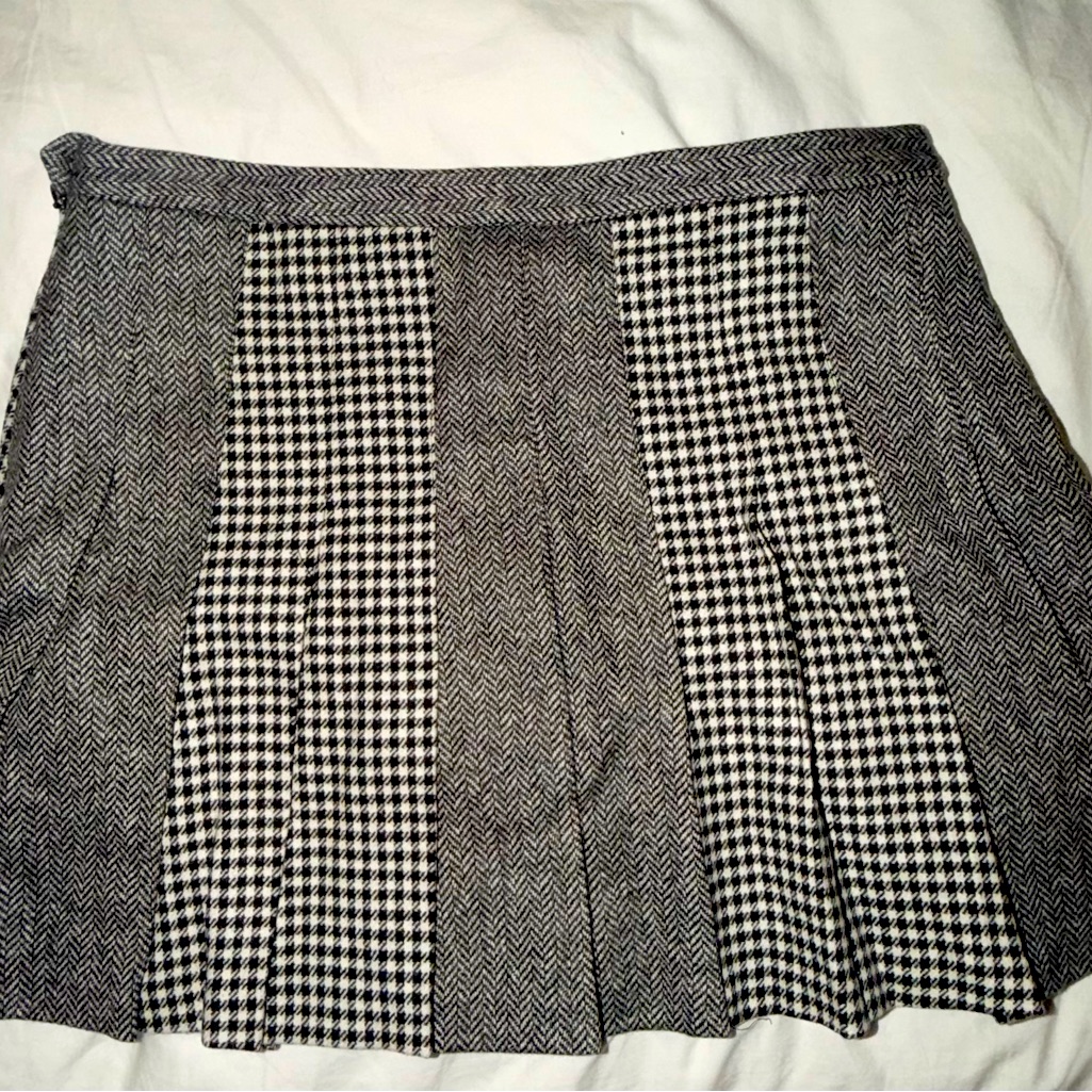 Rowing Blazers Nwt Women's Wool Pleated Mini Skirt Black White Size Xl